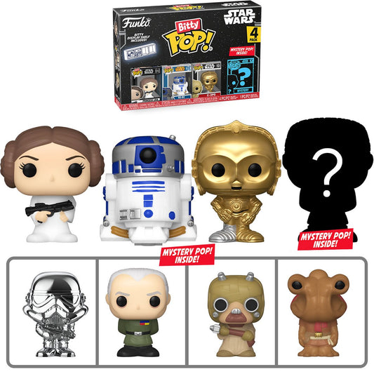 funko Star Wars Princess Leia,R2-D2,C-3PO & Mystery Bitty Pop 4 pack