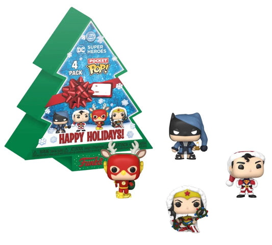 Funko DC Super Heroes - Christmas Tree Holiday Box Pocket Pop! 4-Pack